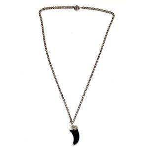 Tiger Tooth Pendant Shape Necklace with Cuban Link Gold Color Necklace
